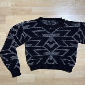 Black Geometric Crewneck Sweater